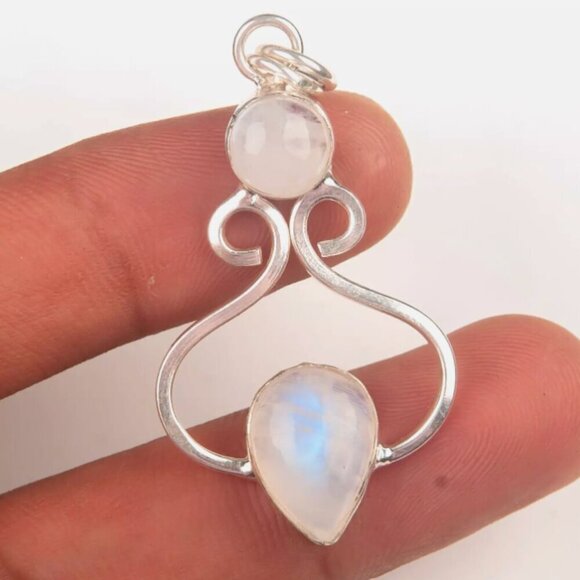 Rainbow Moonstone Gemstone 925 Silver Pendant Handmade Pendant Necklace - Picture 1 of 7